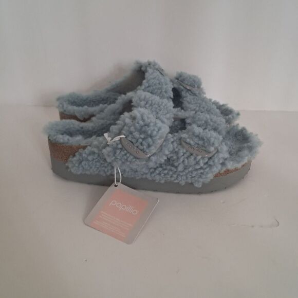 Birkenstock Papillio Size 7 38 Arizona Big Buckle Shearling Sandals $180 NEW - Picture 1 of 6